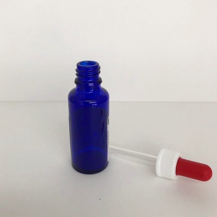 Flacone vetro blu - pipetta rossa vetro - immagine 5