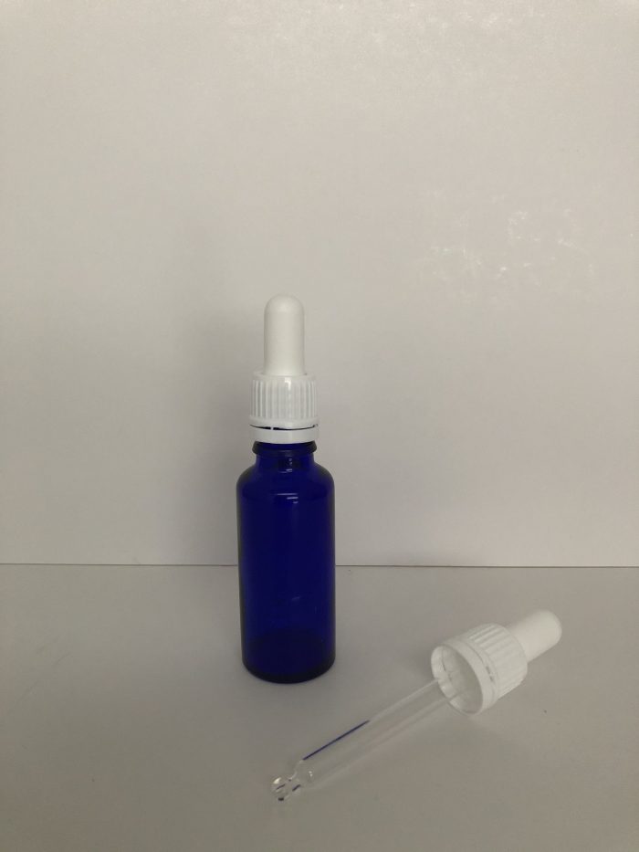 Flacone vetro blu - pipetta bianca vetro